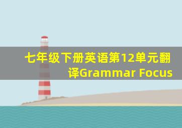 七年级下册英语第12单元翻译Grammar Focus